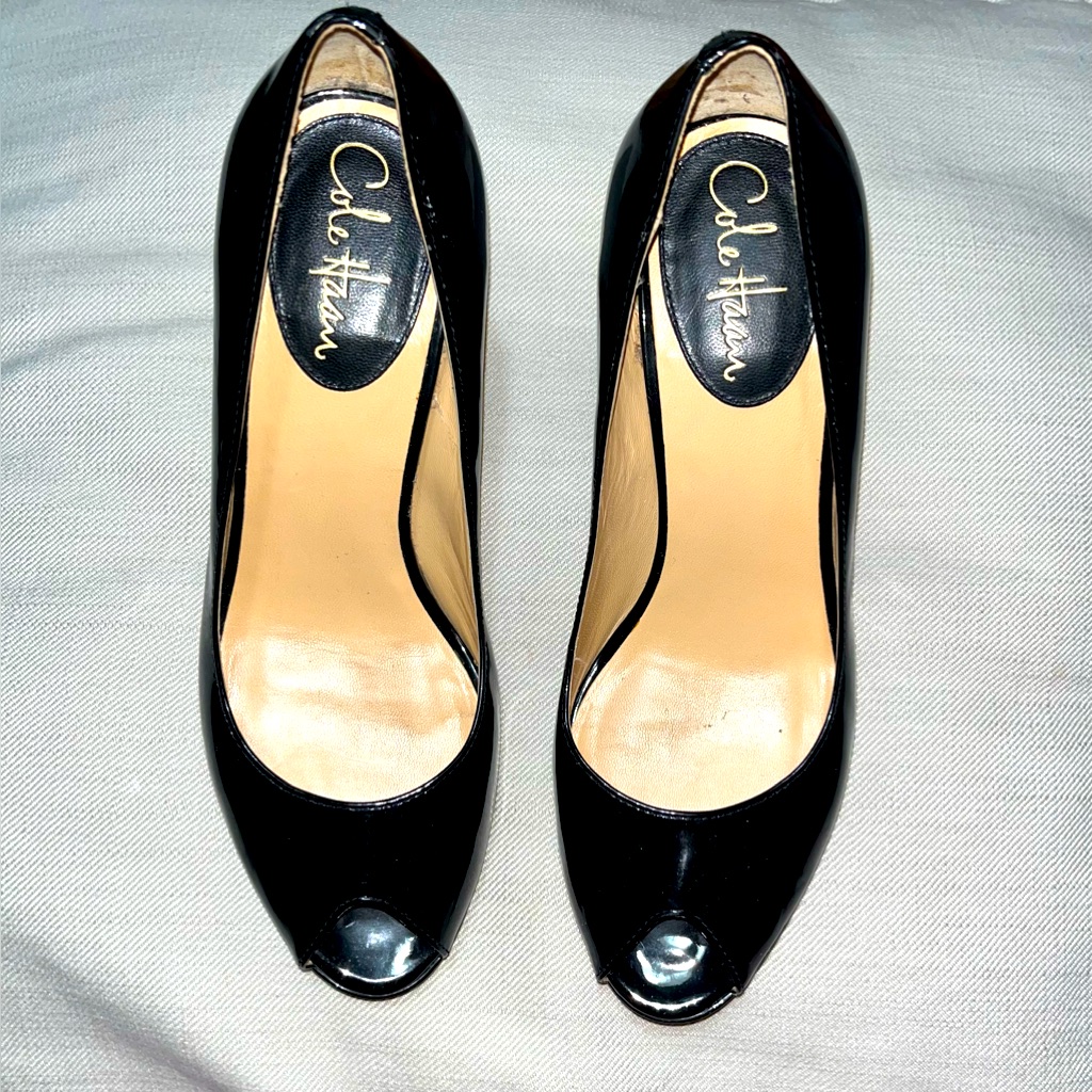 Cole Haan Nike Air Open Toe Patent Leather Pump Size 8